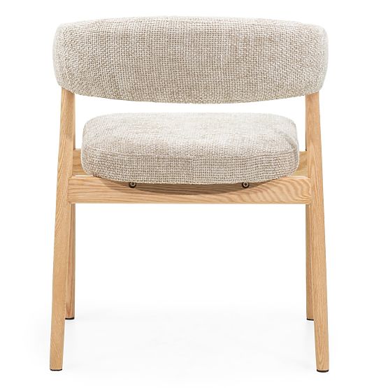 Kárpitozott Giovani szék, bézs/tölgyfa, lekerekített