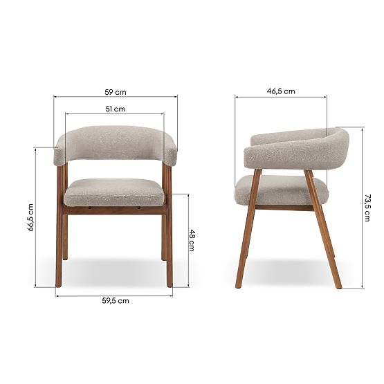 Kárpitozott Giovani szék, világosbarna/tölgyfa, lekerekített