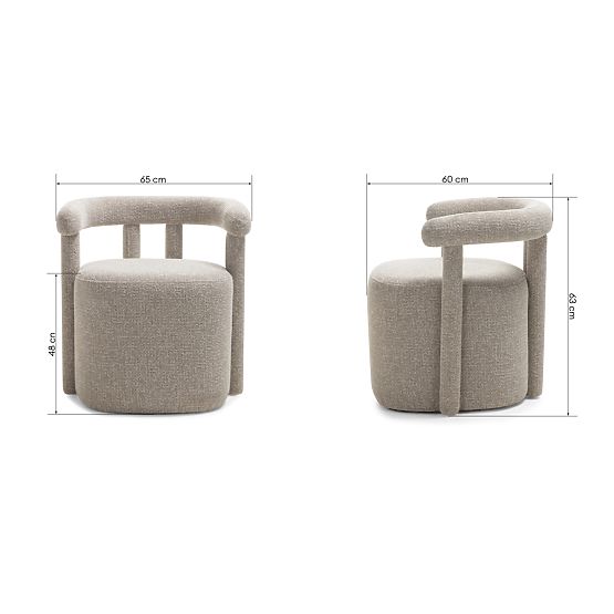 Kárpitozott Glen fotel szürke, lekerekített formák