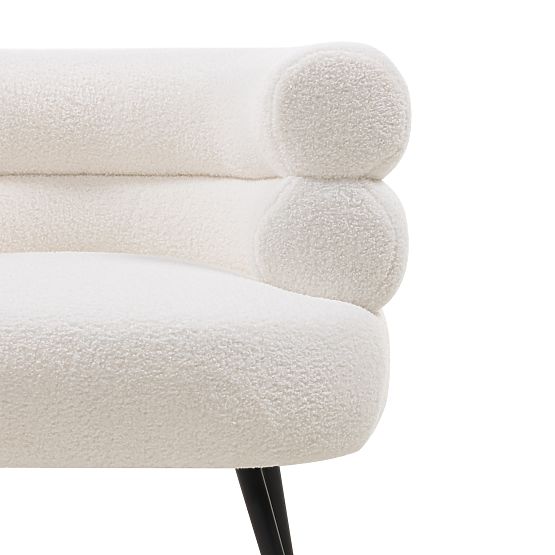 Kárpitozott Leya fotel/szék ekrü, lekerekített, fekete lábak