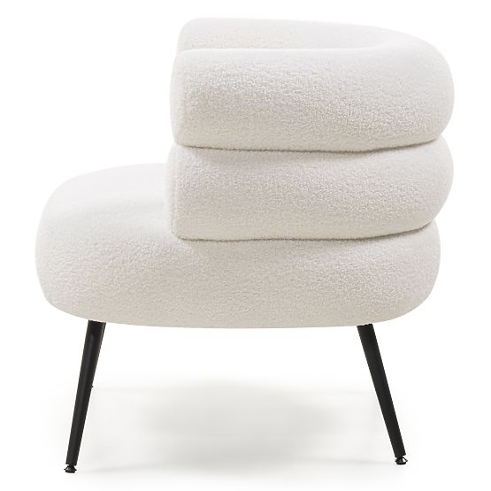 Kárpitozott Leya fotel/szék ekrü, lekerekített, fekete lábak