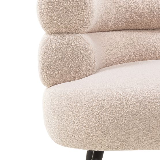 Kárpitozott Leya szék/fotel bézs, lekerekített, fekete lábakkal