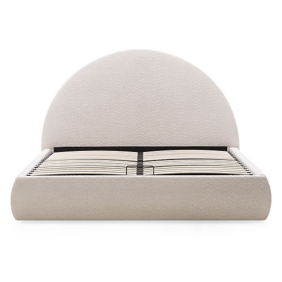 Kárpitozott Orbi ágy 140x200 cm, ráccsal és tárolóval, lekerekített, bézs