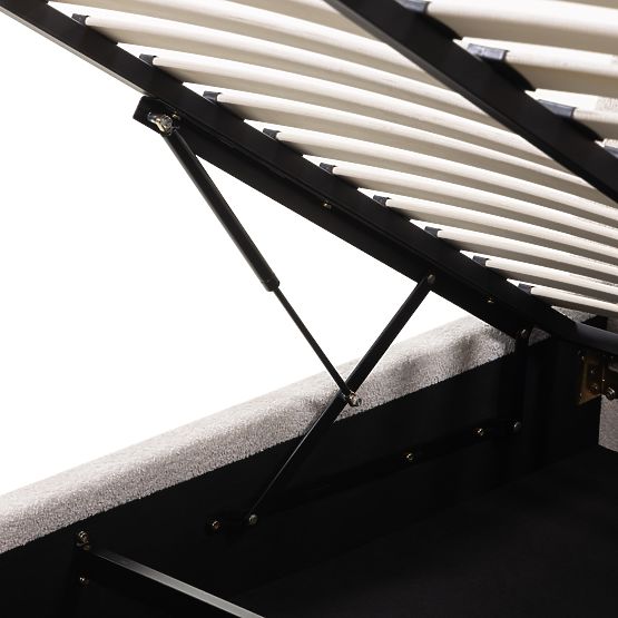 Kárpitozott Orbi ágy 140x200 cm, ráccsal és tárolóval, lekerekített, bézs