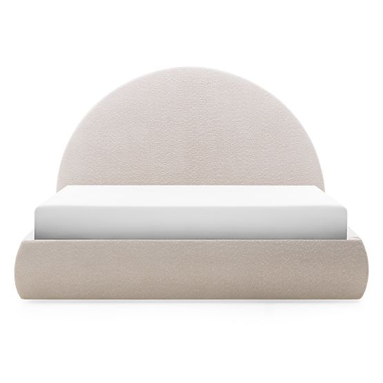 Kárpitozott Orbi ágy 140x200 cm, ráccsal és tárolóval, lekerekített, bézs