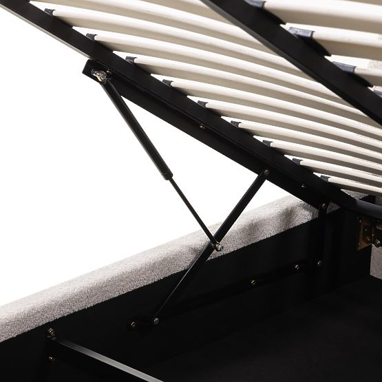 Kárpitozott Orbi ágy 140x200 cm, ráccsal és tárolóval, lekerekített, bézs