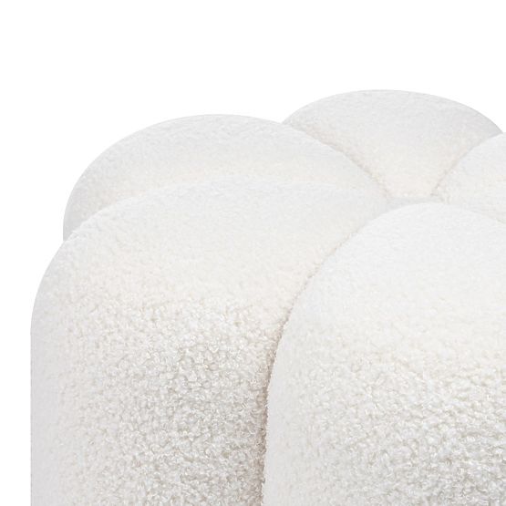 Kárpitozott Quad puff, fehér, boucle