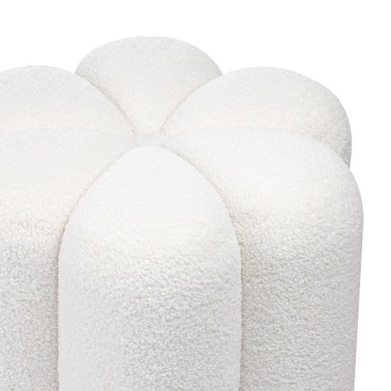 Kárpitozott Quad puff, fehér, boucle