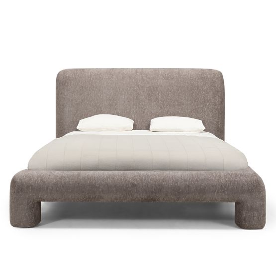 Kárpitozott Rolly ágy 160x200 cm, léccel, lekerekített, barna