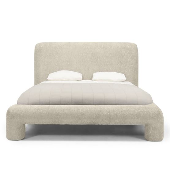 Kárpitozott Rolly ágy 160x200 cm, léccel, lekerekített, világosszürke