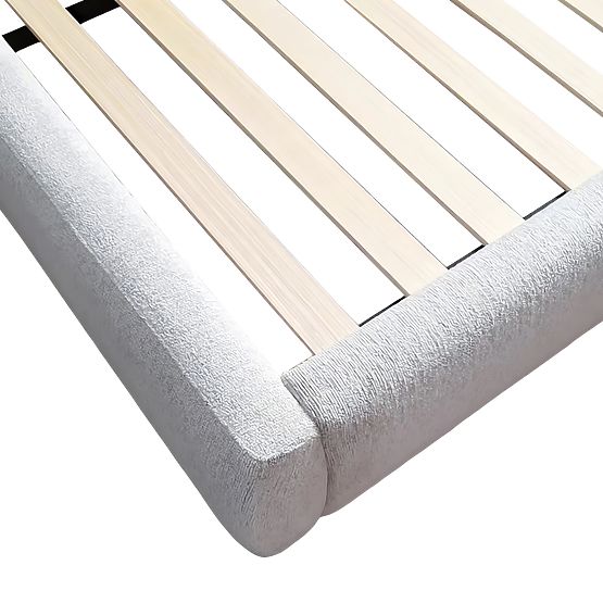 Kárpitozott Rolly ágy 160x200 cm, léccel, lekerekített, világosszürke