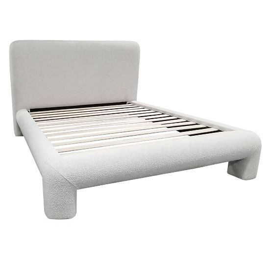 Kárpitozott Rolly ágy 160x200 cm, léccel, lekerekített, világosszürke