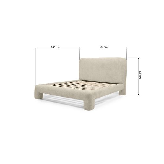 Kárpitozott Rolly ágy 160x200 cm, léccel, lekerekített, világosszürke