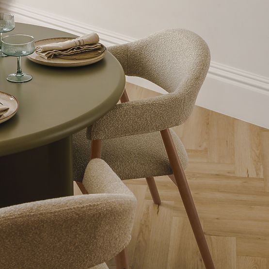 Kárpitozott Sorrento szék, bézs, boucle/világos dió