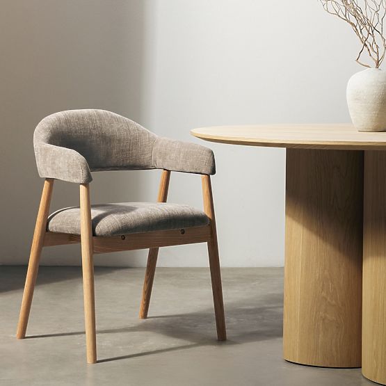 Kárpitozott Sorrento szék, sötét bézs, tölgy