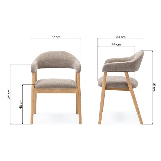 Kárpitozott Sorrento szék, sötét bézs, tölgy