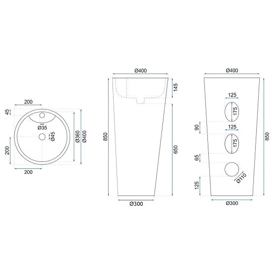 Kerámia Szabadon Álló Mosdó Blanka Savana Matt