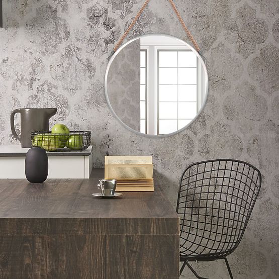 KEREK EZÜST TÜKÖR KÖTÉLEN 40CM KLMH-0410S-1