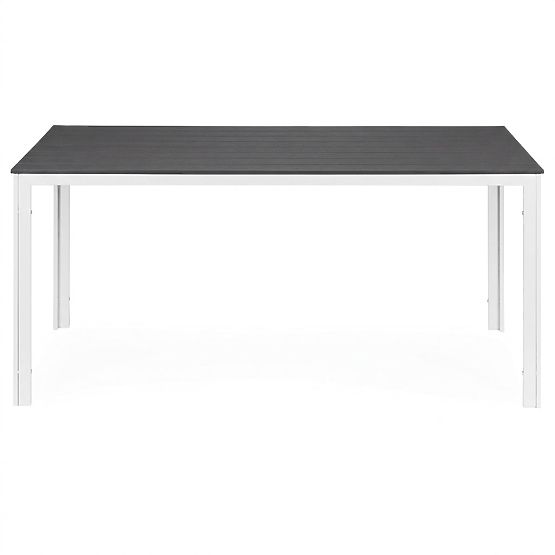 Kerti asztal 6 személy részére 156x78 cm polywood terasz bútor szürke fehér MultiGarden