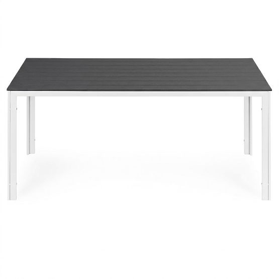 Kerti asztal 6 személy részére 156x78 cm polywood terasz bútor szürke fehér MultiGarden