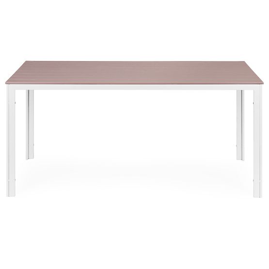 Kerti asztal 6 személyre 156x78 cm polywood terasz bútor bézs fehér MultiGarden