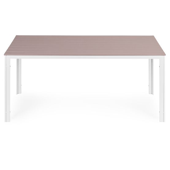 Kerti asztal 6 személyre 156x78 cm polywood terasz bútor bézs fehér MultiGarden