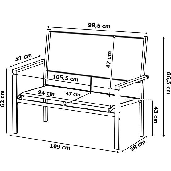 Kerti bútor szett GRACIOSA BLACK
