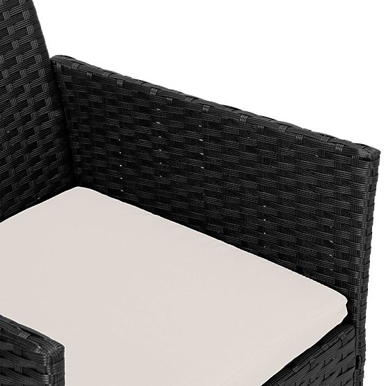 Kerti bútor technorattanból 4 az 1-ben szett MAGNOLIA fekete bézs párnákkal