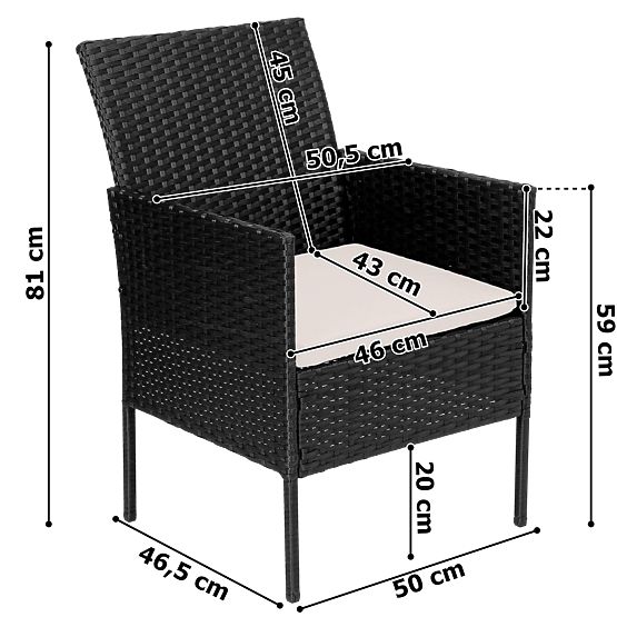 Kerti bútor technorattanból 4 az 1-ben szett MAGNOLIA fekete bézs párnákkal