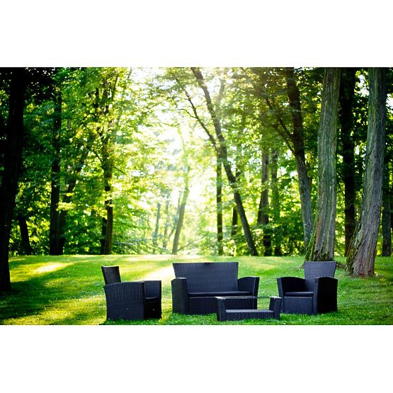 Kerti bútor technorattanból (kanapé 123cm, 2 x fotel + asztal) UNICO fekete