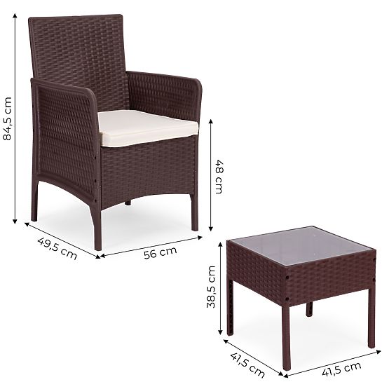 Kerti bútorkészlet 2 szék + asztal edzett üveg barna MultiGarden