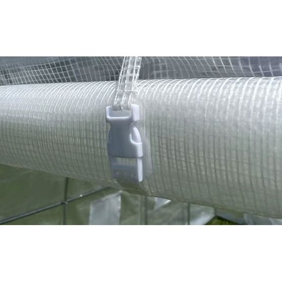 Kerti fóliasátor alagút 3x2x2 m többcélú fém keret fehér fólia 2 bejárat