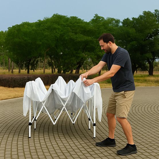 Kerti pavilonsátor 3x3 m automatikusan nyitható tető teraszra MultiGarden