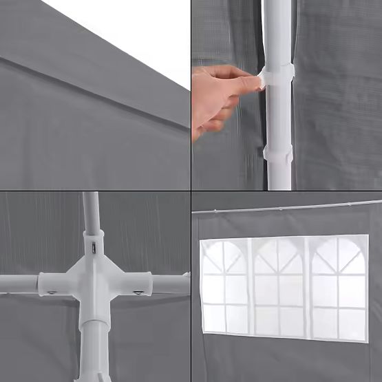 Kerti pavilonsátor 3x9 m 8 fal szürke MultiGarden