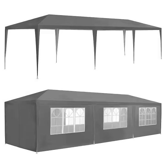 Kerti pavilonsátor 3x9 m 8 fal szürke MultiGarden