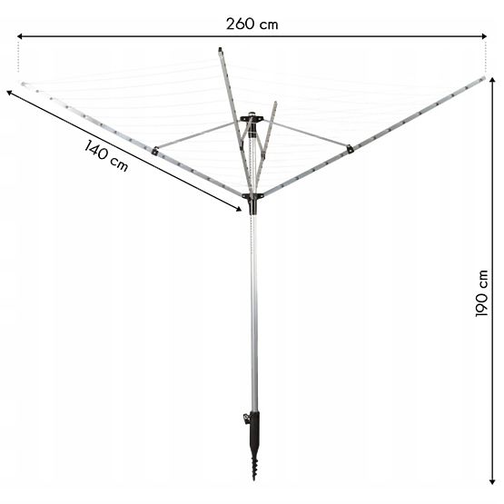 Kerti ruhaszárító 260 cm + fúró