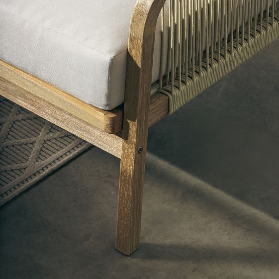 Kerti sarokgarnitúra asztallal Castello, fonott, akácfa FSC, teak kinézet, bézs