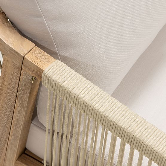 Kerti sarokgarnitúra asztallal Castello, fonott, akácfa FSC, teak kinézet, bézs