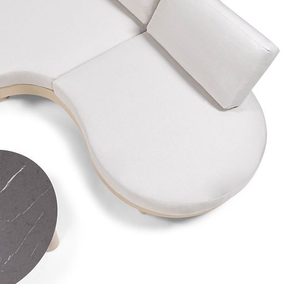 Kerti sarokkanapé 2 asztallal Santa Ana, alumínium, bézs, márvány dekoráció, lekerekített formák