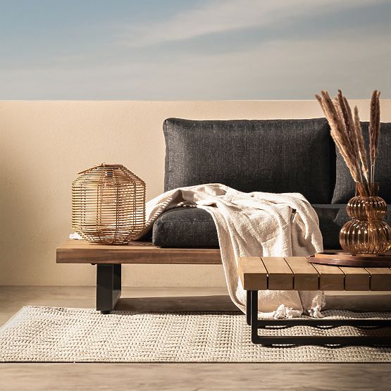 Kerti sarokkanapé asztallal Borgo, FSC akácfa, teak megjelenés, szürke