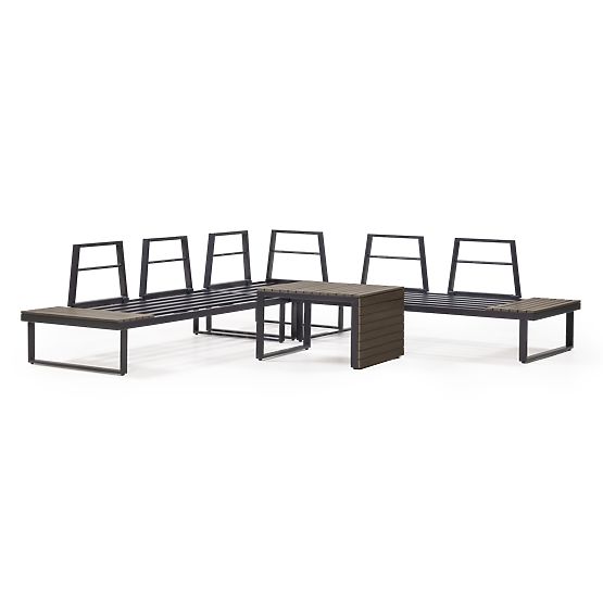 Kerti sarokkanapé asztallal Valongo, polywood, spun-poly, világosszürke/antracit