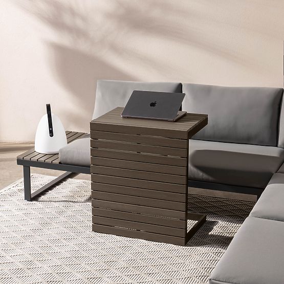 Kerti sarokkanapé asztallal Valongo, polywood, spun-poly, világosszürke/antracit