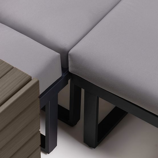 Kerti sarokkanapé asztallal Valongo, polywood, spun-poly, világosszürke/antracit