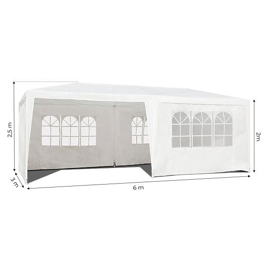 Kerti sátor pavilon 3x6 m 6 fal fehér MultiGarden