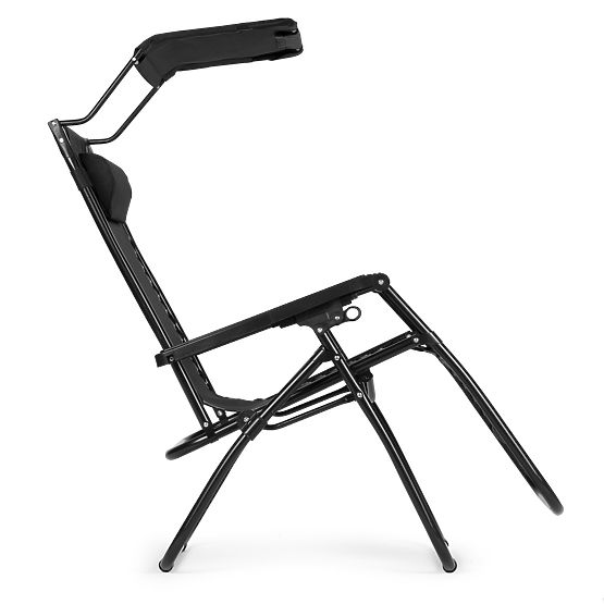 Kerti strand nyugágy állítható háttámlával és mozgatható tetővel Modernhome - fekete