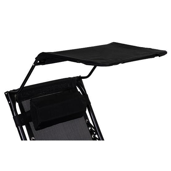 Kerti strand nyugágy állítható háttámlával és mozgatható tetővel Modernhome - fekete