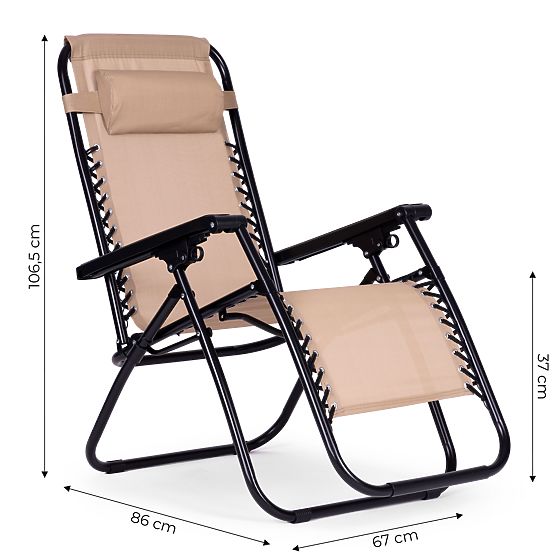 Kerti strandnyugágy állítható háttámlával ZERO GRAVITY ModernHome - bézs