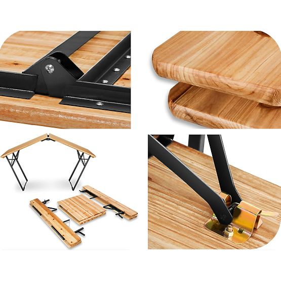 Kerti szett acél-fa PORTER 170 cm asztal + 2 pad