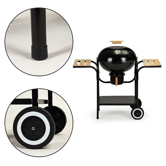 Kerti szögletes grill fedéllel és polcokkal, rostély, hamutartó