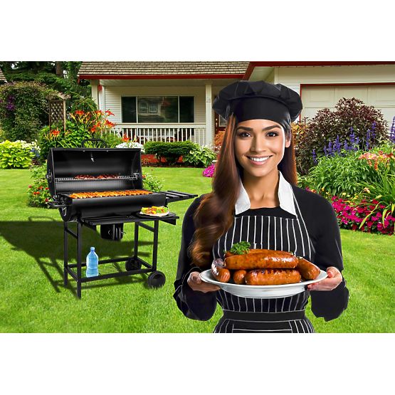 Kerti szögletes grillsütő 2 rács hamutartó BAREL